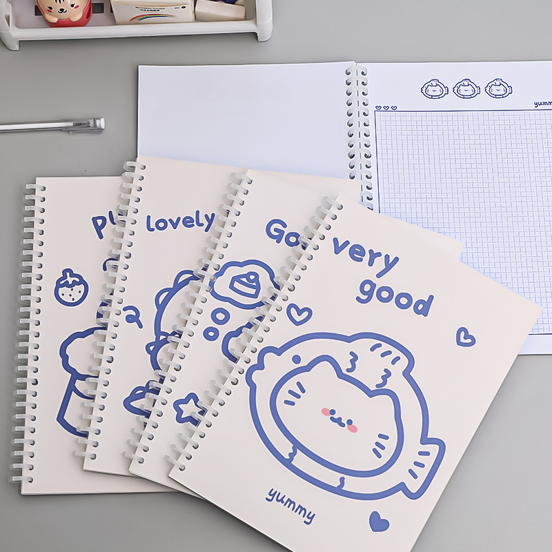 Simple Ins Bear Notebook Fresh B5 Loose-Leaf Coil Notebook Student Transparent Frosted Mesh Journal Book