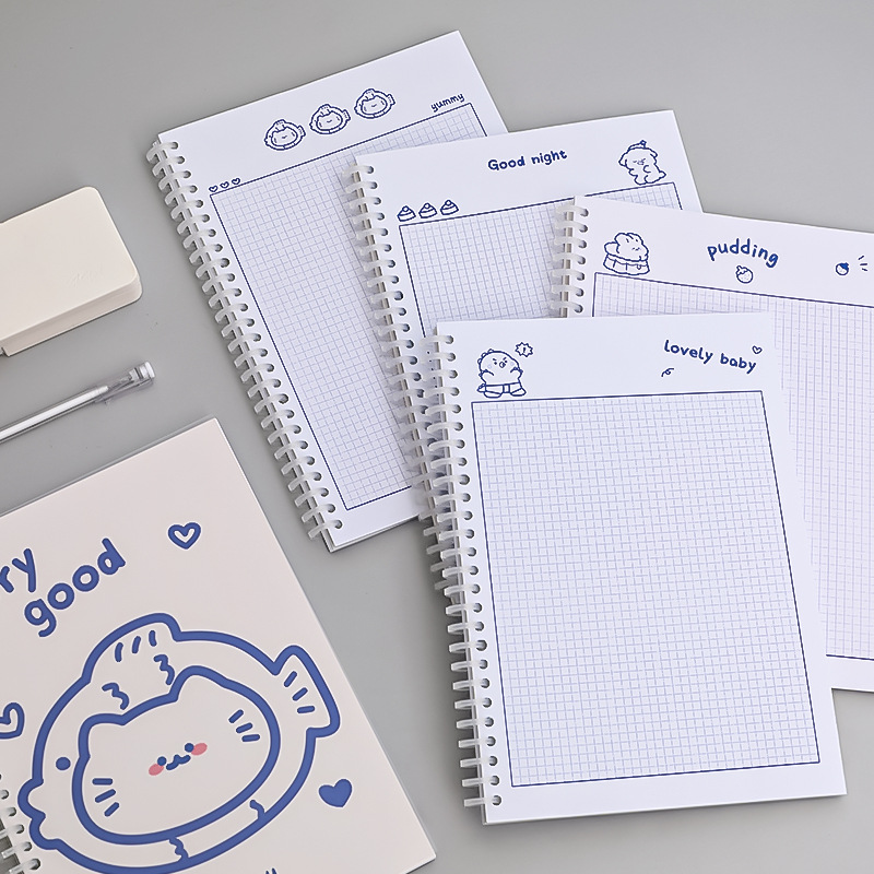 Simple Ins Bear Notebook Fresh B5 Loose-Leaf Coil Notebook Student Transparent Frosted Mesh Journal Book