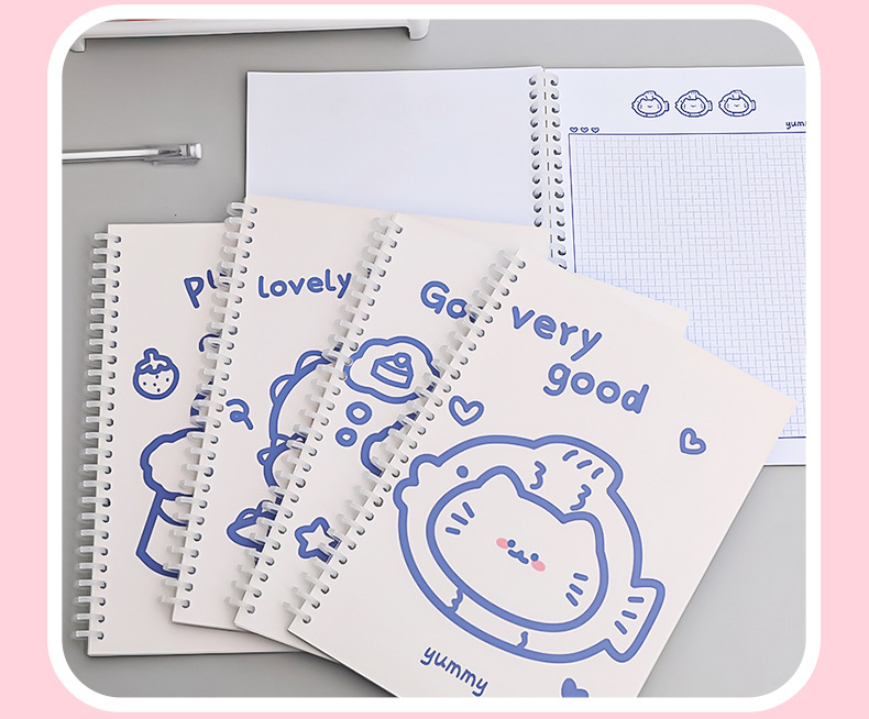 Simple Ins Bear Notebook Fresh B5 Loose-Leaf Coil Notebook Student Transparent Frosted Mesh Journal Book Simple Ins Bear Notebook Fresh B5 Loose-Leaf Coil Notebook Student Transparent Frosted Mesh Journal Book