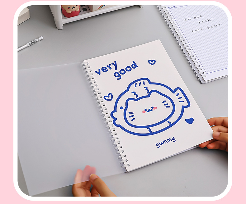 Simple Ins Bear Notebook Fresh B5 Loose-Leaf Coil Notebook Student Transparent Frosted Mesh Journal Book Simple Ins Bear Notebook Fresh B5 Loose-Leaf Coil Notebook Student Transparent Frosted Mesh Journal Book