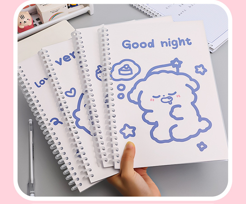 Simple Ins Bear Notebook Fresh B5 Loose-Leaf Coil Notebook Student Transparent Frosted Mesh Journal Book Simple Ins Bear Notebook Fresh B5 Loose-Leaf Coil Notebook Student Transparent Frosted Mesh Journal Book