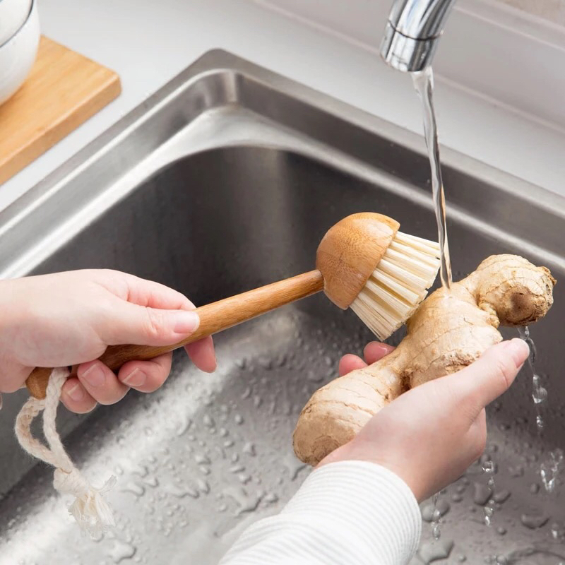 Clean natural bamboo handle pan Brush non-stick oil wash pot Wash fruit Brush Kitchen Cleaning Brush