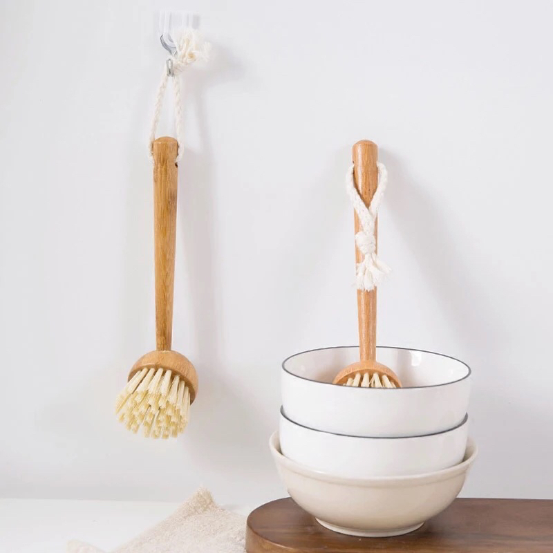 Clean natural bamboo handle pan Brush non-stick oil wash pot Wash fruit Brush Kitchen Cleaning Brush