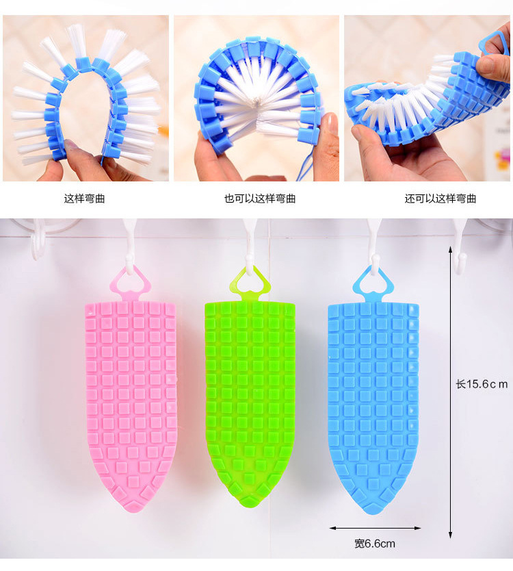 Can bend soft Bristle brush Multifunction Clean Brush remove Dirt Brush Faucet Brush corner bath bath Brush Factory Direct sale