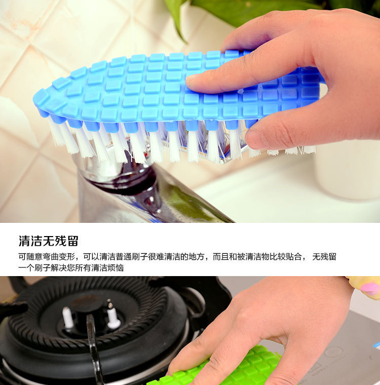 Can bend soft Bristle brush Multifunction Clean Brush remove Dirt Brush Faucet Brush corner bath bath Brush Factory Direct sale