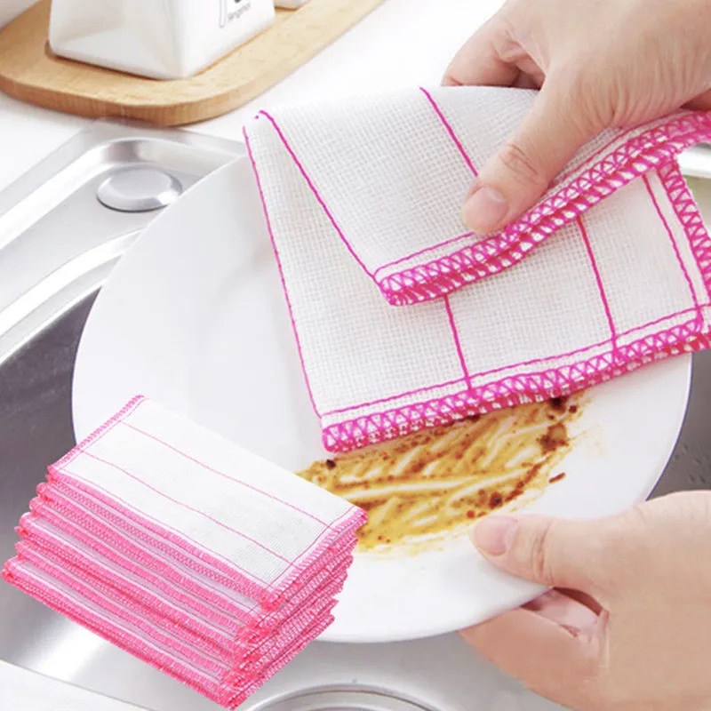 Oil-Free Kitchen 5-Layer 28*28 Rag Absorbent Towel Thickened Household Cleaning Towel Brush Bowl to Clean a Table Dishcloth