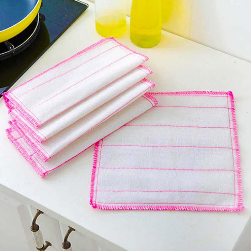 Oil-Free Kitchen 5-Layer 28*28 Rag Absorbent Towel Thickened Household Cleaning Towel Brush Bowl to Clean a Table Dishcloth