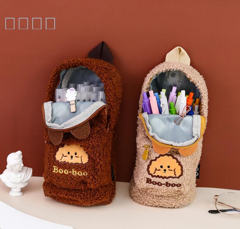 Korean version of large capacity plush pen bag simple female cute multi-function web celebrity girl stationery box Korean version of large capacity plush pen bag simple female cute multi-function web celebrity girl stationery box