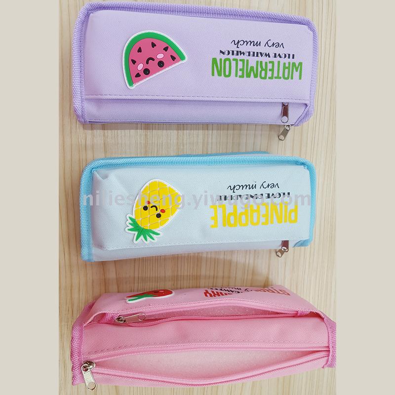 Absorbent pen bag with three zipper sports also students waterproof high - capacity nylon cartoon high quality pen box