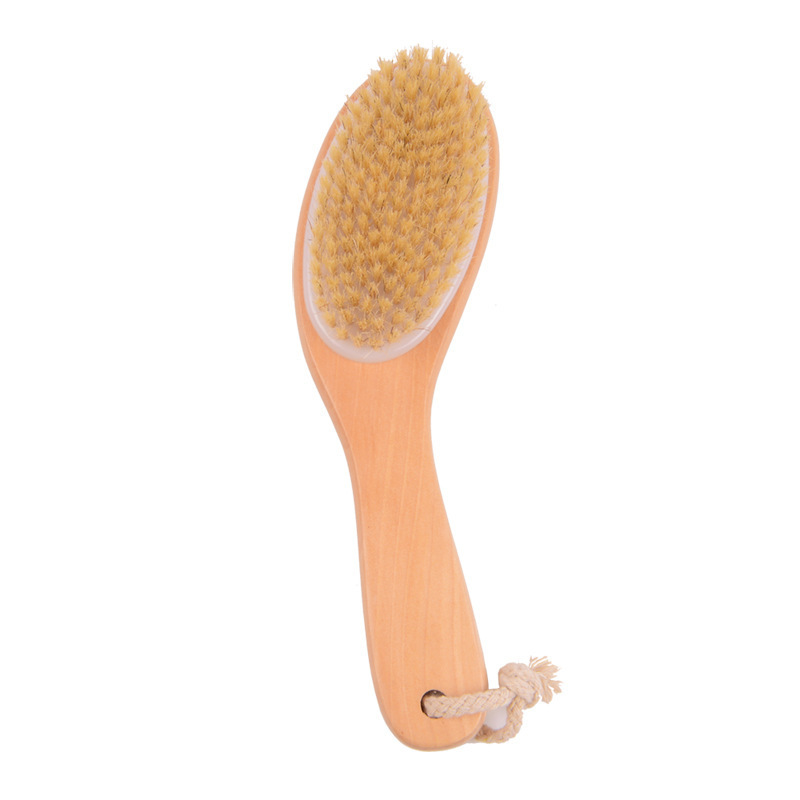 Wooden Bristle Bath Brush Curved Handle Chicken Leg Brush Clean Body Bath Brush Fat Dry Brushing Bath Massage Refresh