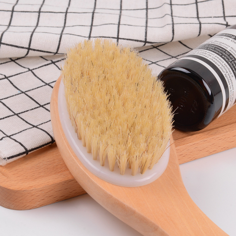 Wooden Bristle Bath Brush Curved Handle Chicken Leg Brush Clean Body Bath Brush Fat Dry Brushing Bath Massage Refresh