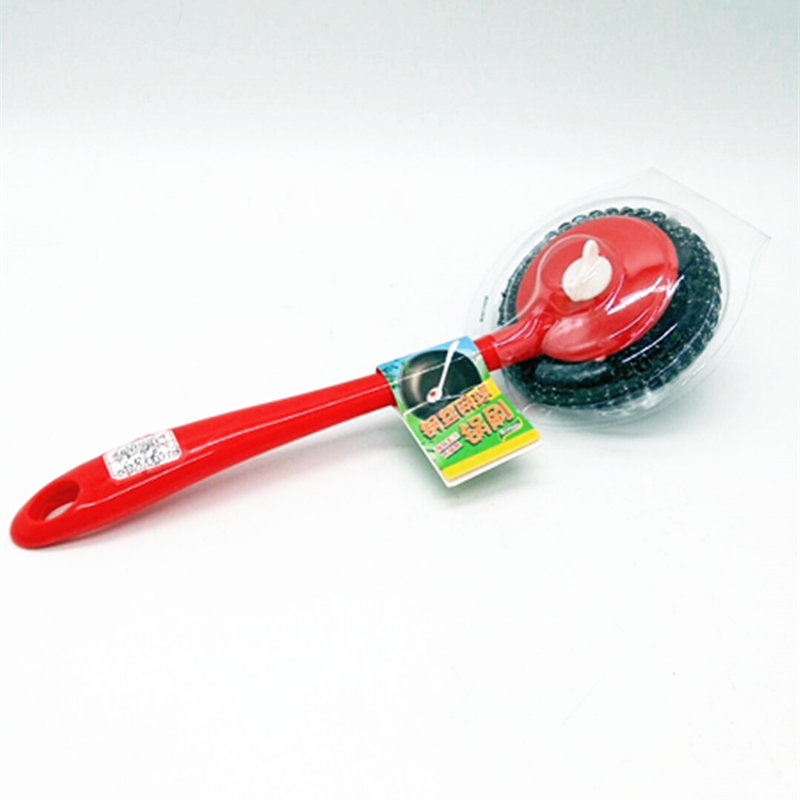 Steel wire long handle pot brush can be hanging clean brush to oil wash pot brush
