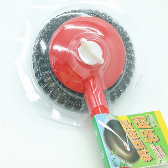 Steel wire long handle pot brush can be hanging clean brush to oil wash pot brush