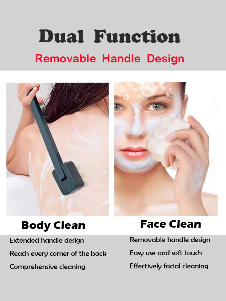 Korean Shower Brush,Back Washer for Men Women, Long Handle Body Brush Wet Body Clean Tools Natural Bristle Exfoliator