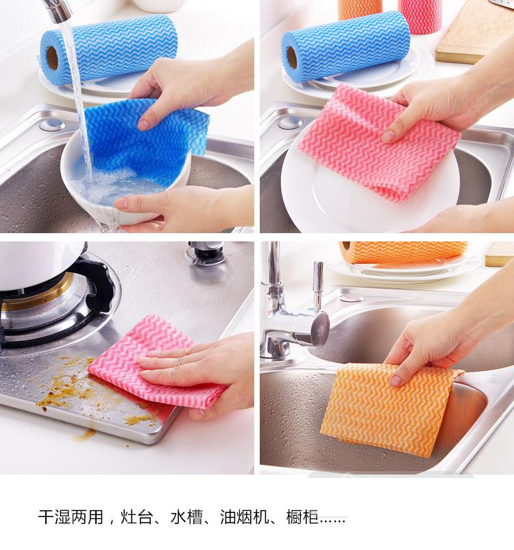 Kitchen Non-Woven Disposable Rag Free Cutting Multi-Purpose Oil-Free Cleaning Cloth Breakpoint Scouring Pad Dish Towel