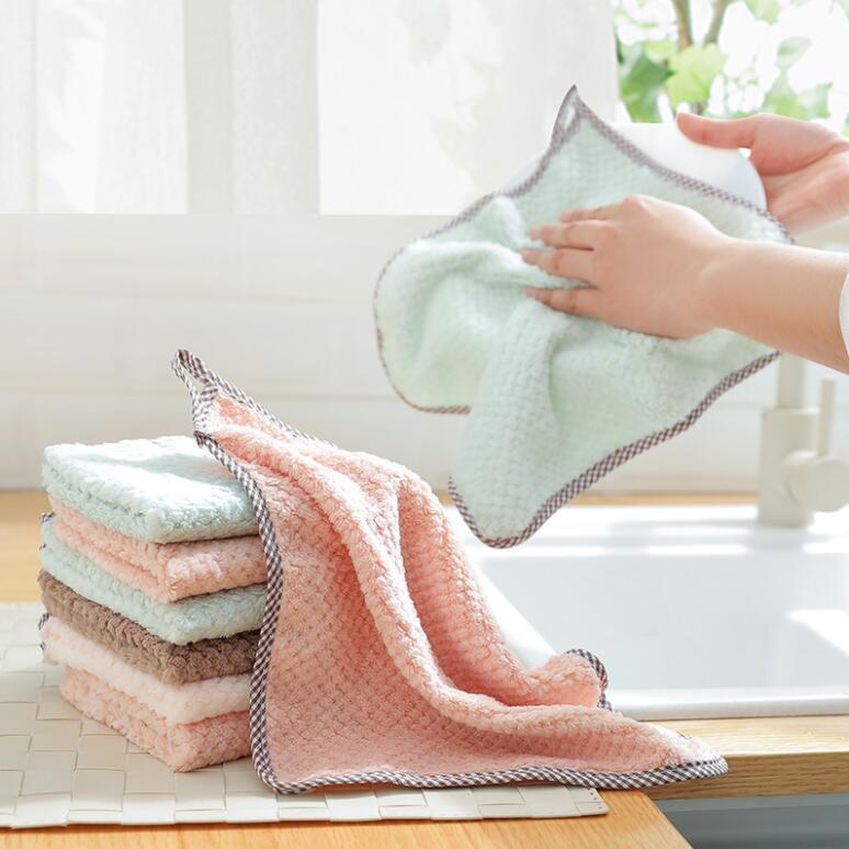 Household water absorption is not easy to shed thick dishcloth hanging handkerchief kitchen towel for wash hands small towel towel