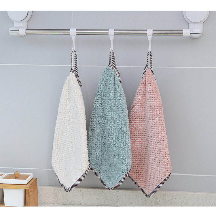 Household water absorption is not easy to shed thick dishcloth hanging handkerchief kitchen towel for wash hands small towel towel