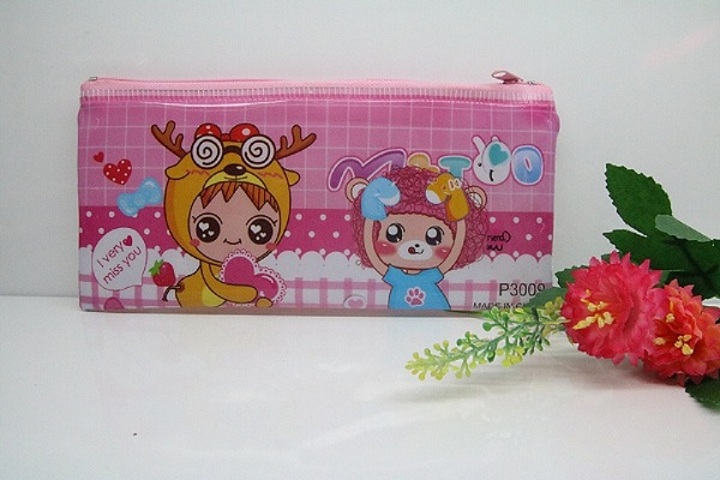 Cartoon Pattern PVC Korean Stationery Creative Pen Bag can be customized as a Manufacturers Direct New Student