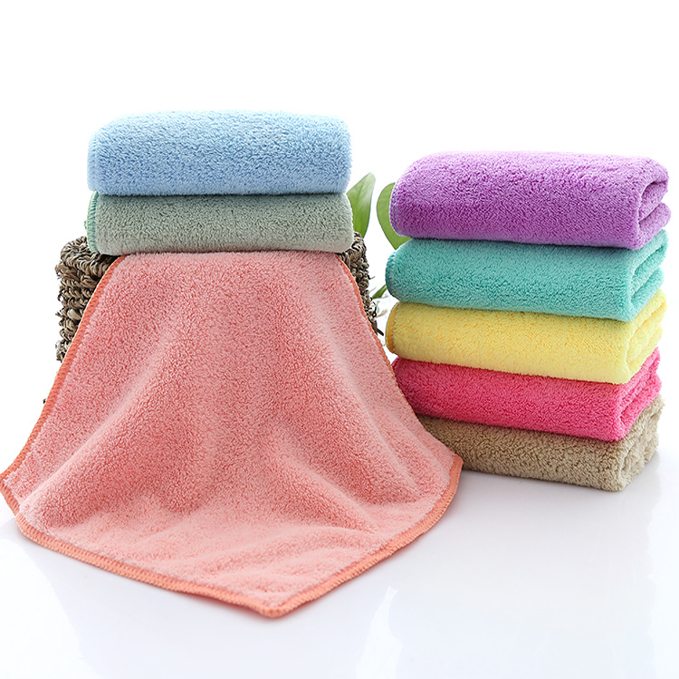 Free Shipping High Density Coral Fleece Square Scarf 30*30 Small Tower Kindergarten Hand Towel Saliva Towel Kitchen Napkin 350G