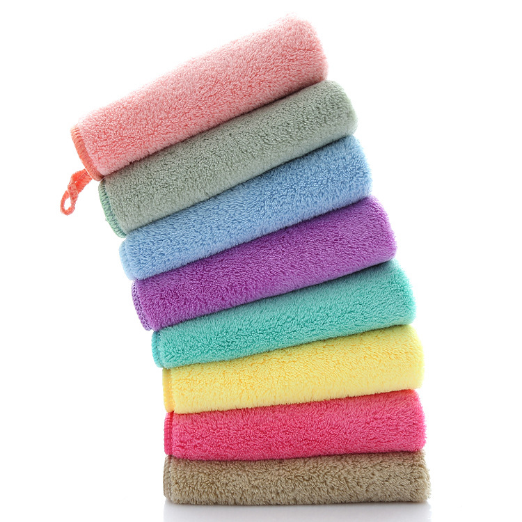 Free Shipping High Density Coral Fleece Square Scarf 30*30 Small Tower Kindergarten Hand Towel Saliva Towel Kitchen Napkin 350G