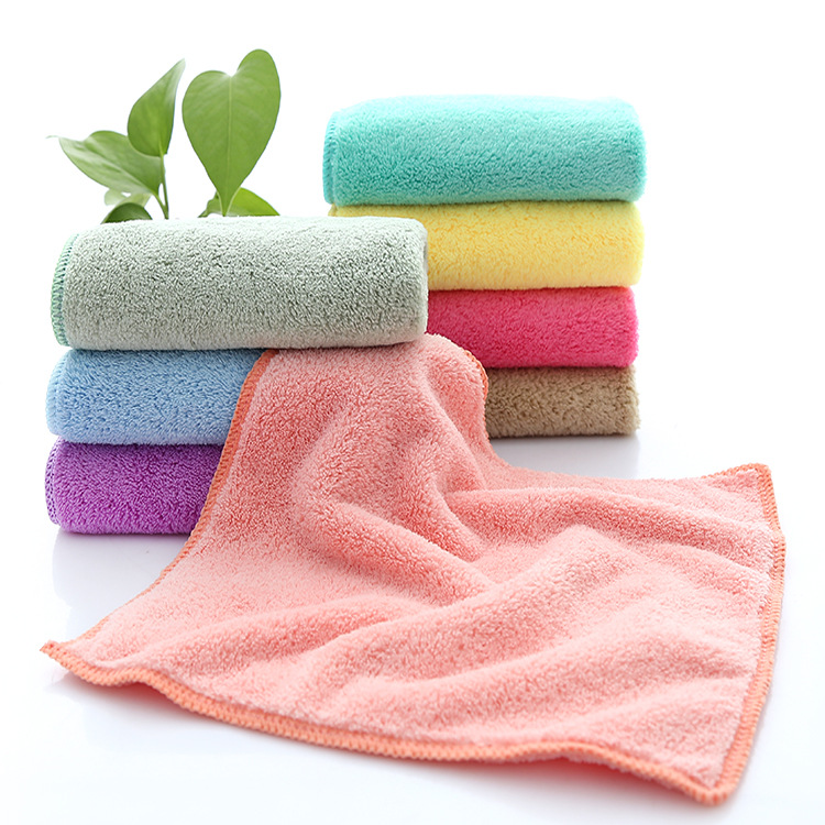 Free Shipping High Density Coral Fleece Square Scarf 30*30 Small Tower Kindergarten Hand Towel Saliva Towel Kitchen Napkin 350G