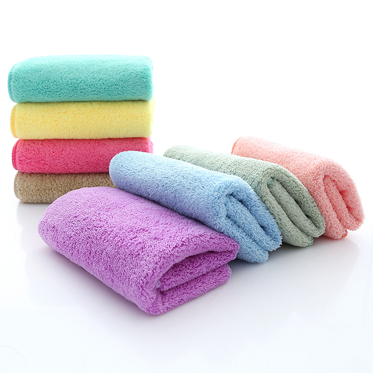 Free Shipping High Density Coral Fleece Square Scarf 30*30 Small Tower Kindergarten Hand Towel Saliva Towel Kitchen Napkin 350G