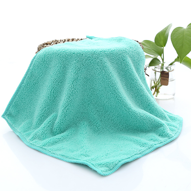 Free Shipping High Density Coral Fleece Square Scarf 30*30 Small Tower Kindergarten Hand Towel Saliva Towel Kitchen Napkin 350G