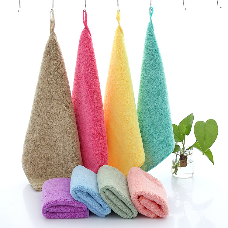 Free Shipping High Density Coral Fleece Square Scarf 30*30 Small Tower Kindergarten Hand Towel Saliva Towel Kitchen Napkin 350G