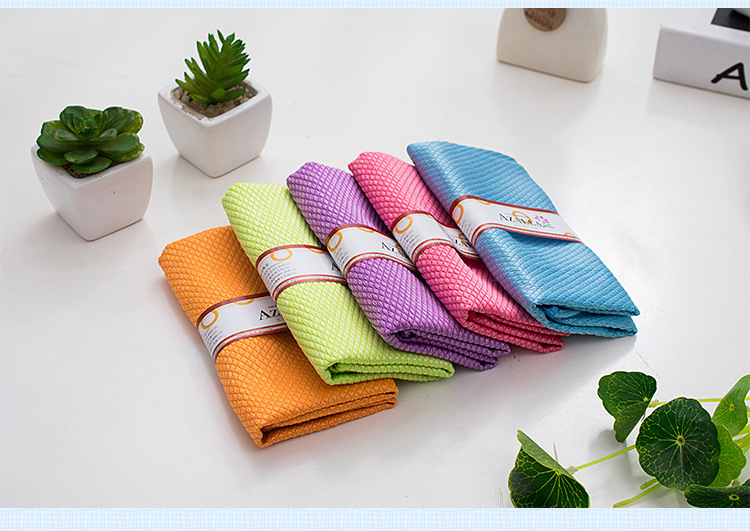 Fish Scale Cloth Thickened Absorbent Cloth Wipe Glass Cloth No Lint Kitchen Housework Cleaning Towel Live WeChat E-Commerce