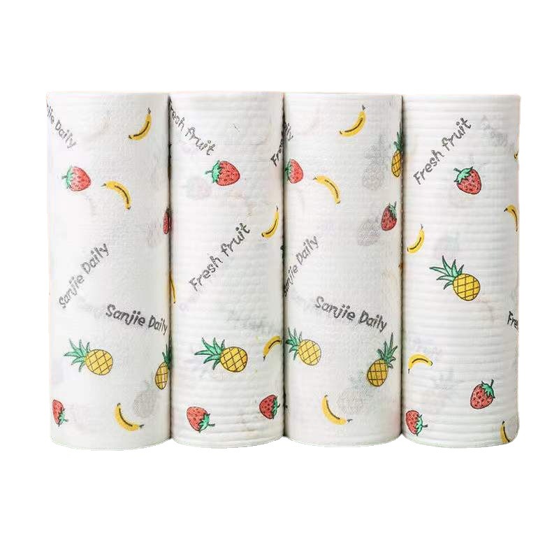 Lazy Rag Printing Kitchen Rag Disposable Dishcloth Oil Removing Scouring Pad Oil Absorbing Absorbent Hand Towel