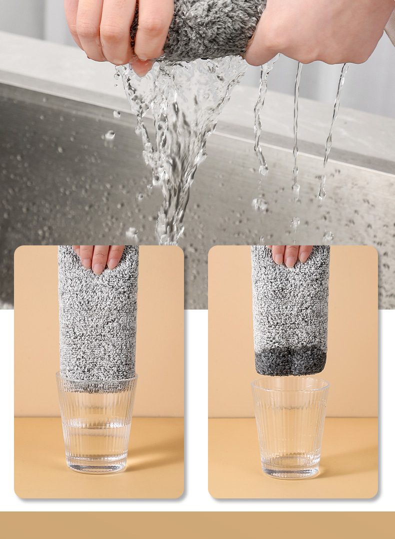 Bamboo Charcoal Rag Kitchen Oilproof Decontamination Thickened Dish Towel Dishwashing Rag to Clean a Table Absorbent Oil Removal Easy to Clean