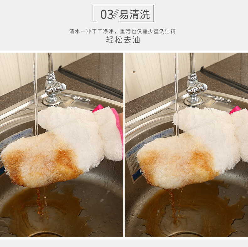Bamboo Fiber Gloves Long Waterproof Oil-Free Rag Gloves Dish Towel Kitchen Cleaning Household Gloves Winter Women