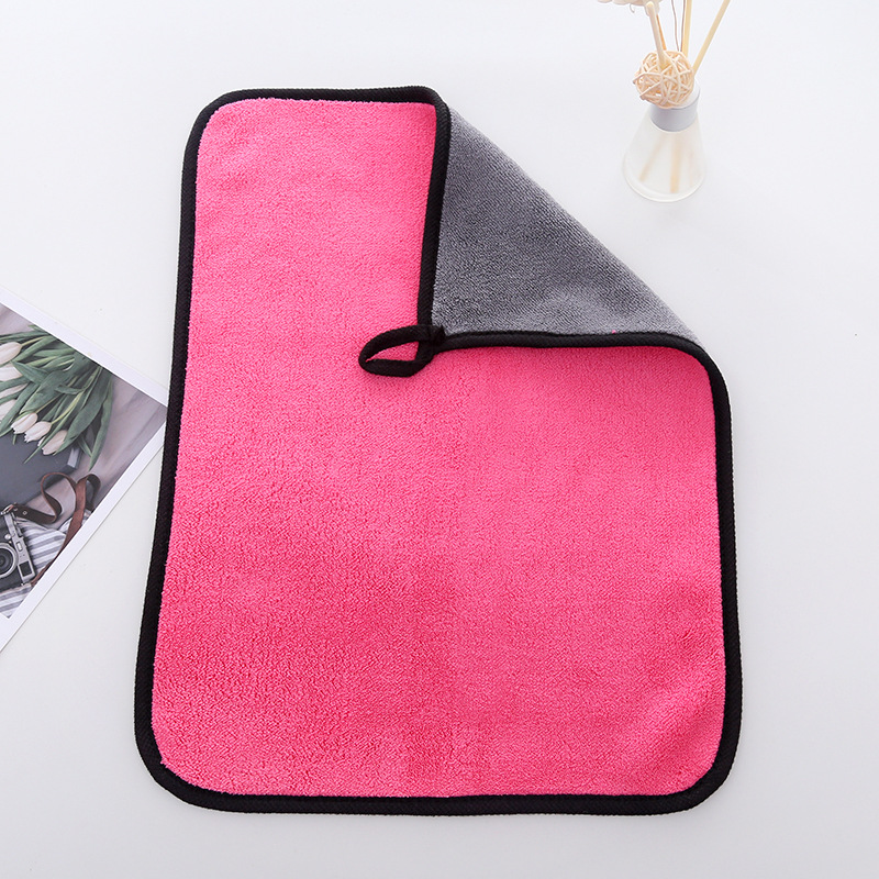 Wholesale Coral Fleece Towel for Wiping Cars Double-Sided Fleece Car Wash Thickened Absorbent Kitchen Cleaning Hand Cleaning Towel Hanging 30*40