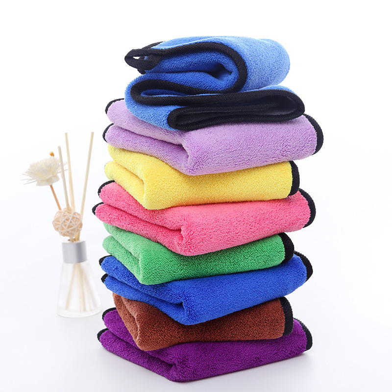 Wholesale Coral Fleece Towel for Wiping Cars Double-Sided Fleece Car Wash Thickened Absorbent Kitchen Cleaning Hand Cleaning Towel Hanging 30*40