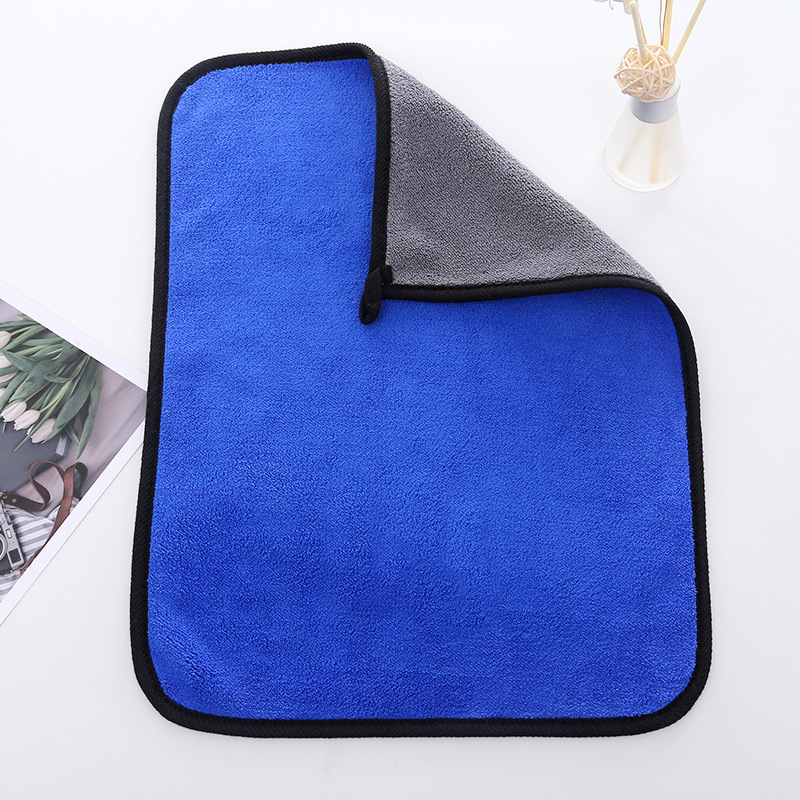 Wholesale Coral Fleece Towel for Wiping Cars Double-Sided Fleece Car Wash Thickened Absorbent Kitchen Cleaning Hand Cleaning Towel Hanging 30*40