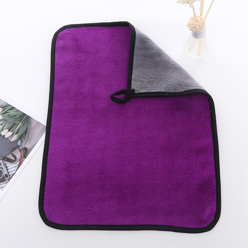 Wholesale Coral Fleece Towel for Wiping Cars Double-Sided Fleece Car Wash Thickened Absorbent Kitchen Cleaning Hand Cleaning Towel Hanging 30*40