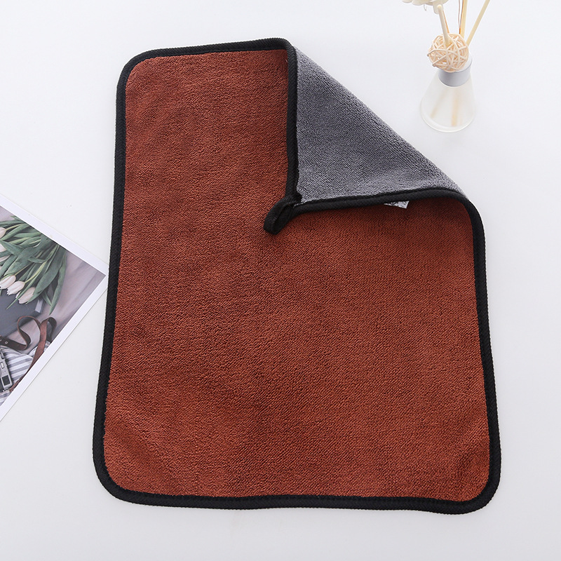Wholesale Coral Fleece Towel for Wiping Cars Double-Sided Fleece Car Wash Thickened Absorbent Kitchen Cleaning Hand Cleaning Towel Hanging 30*40