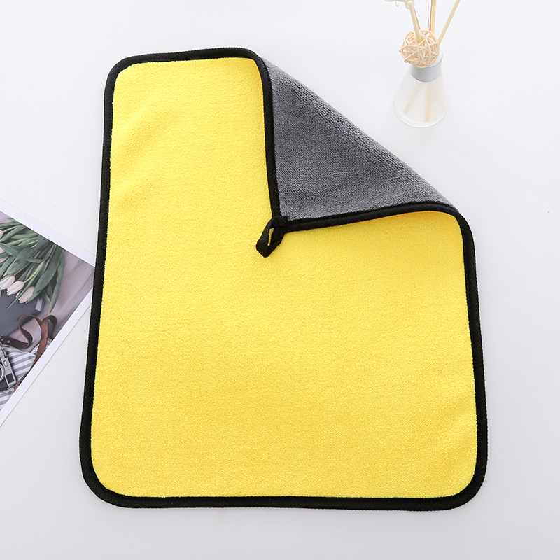 Wholesale Coral Fleece Towel for Wiping Cars Double-Sided Fleece Car Wash Thickened Absorbent Kitchen Cleaning Hand Cleaning Towel Hanging 30*40