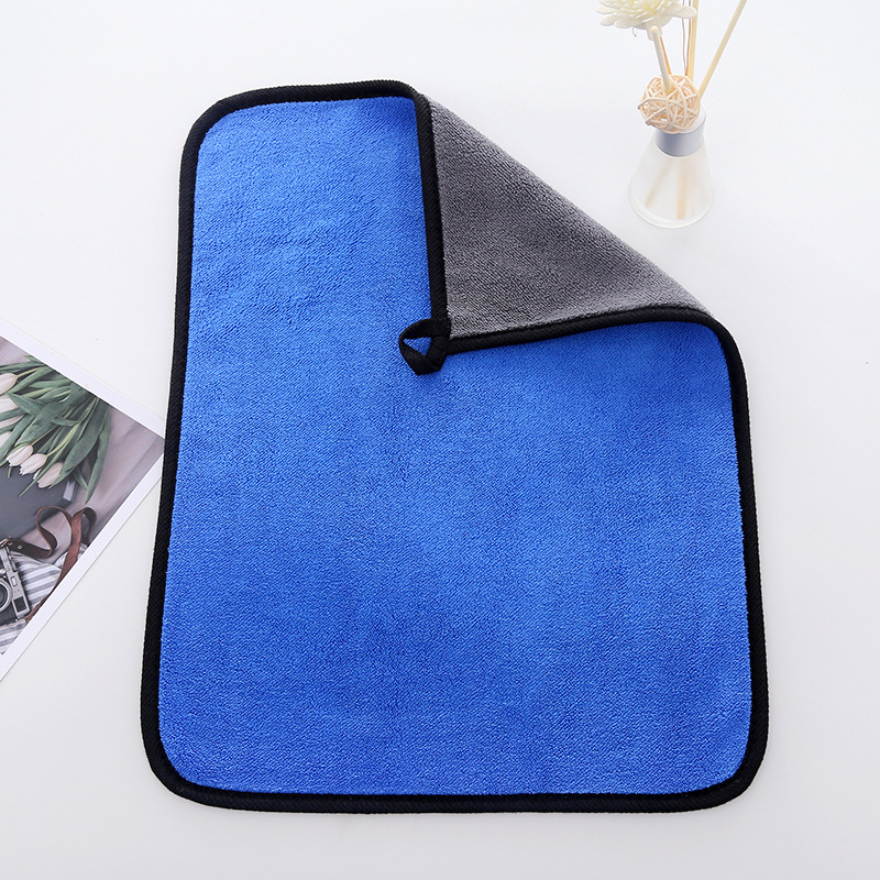 Wholesale Coral Fleece Towel for Wiping Cars Double-Sided Fleece Car Wash Thickened Absorbent Kitchen Cleaning Hand Cleaning Towel Hanging 30*40