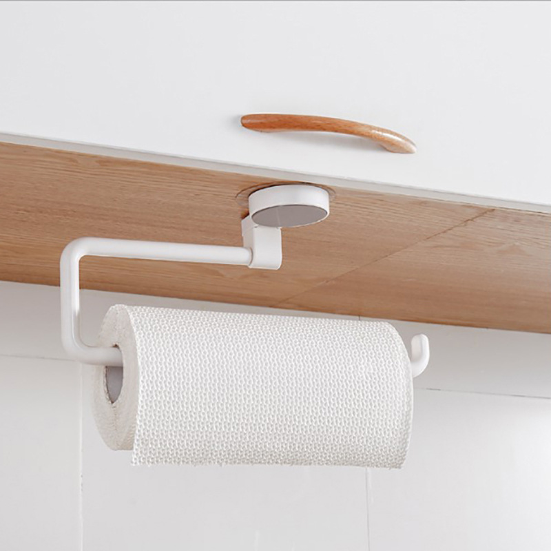 Creative Kitchen Roll Stand Bathroom Hand Cleaning Towel Rack Seamless Stickers Rack Hole-Free Lazy Rag Towel Rack