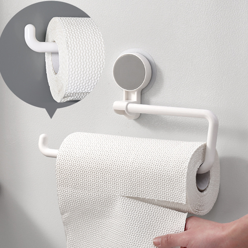 Creative Kitchen Roll Stand Bathroom Hand Cleaning Towel Rack Seamless Stickers Rack Hole-Free Lazy Rag Towel Rack