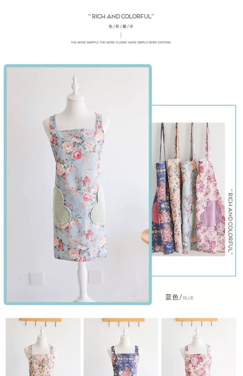 Korean style kitchen towel apron double layer waterproof rural style can wipe hand apron anti - oil and anti - pollution apron