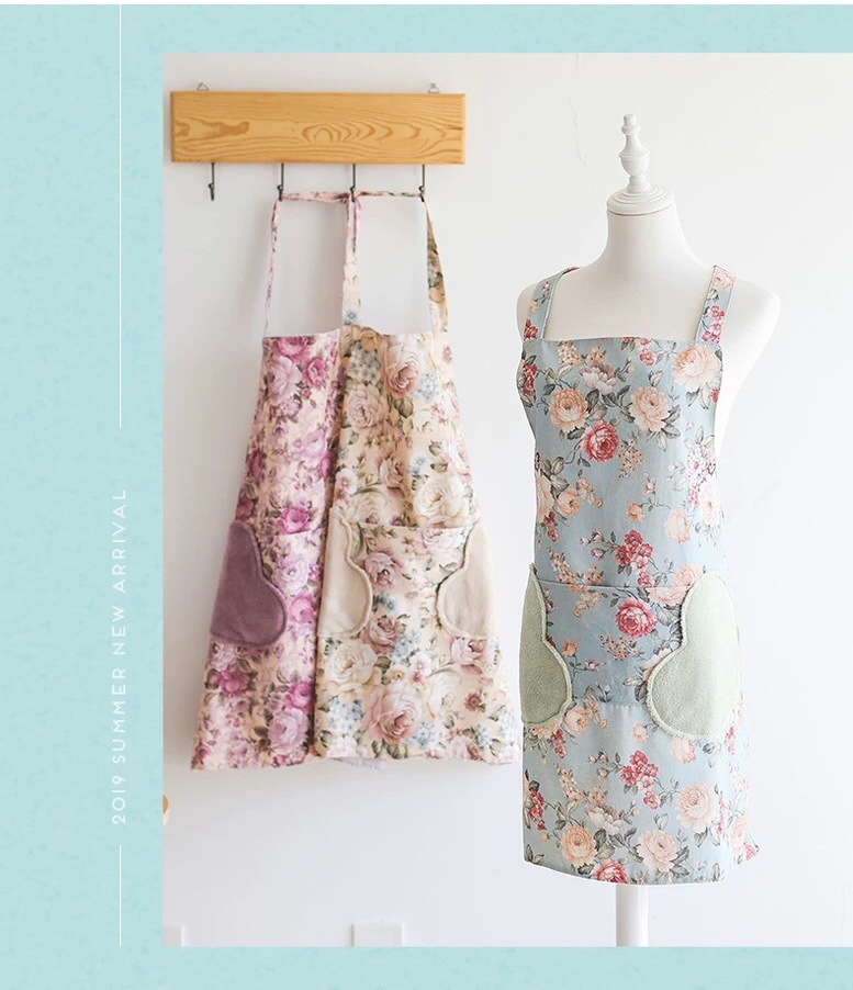 Korean style kitchen towel apron double layer waterproof rural style can wipe hand apron anti - oil and anti - pollution apron
