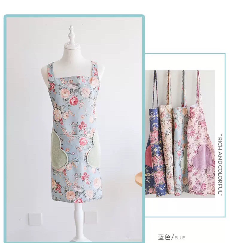 Korean style kitchen towel apron double layer waterproof rural style can wipe hand apron anti - oil and anti - pollution apron