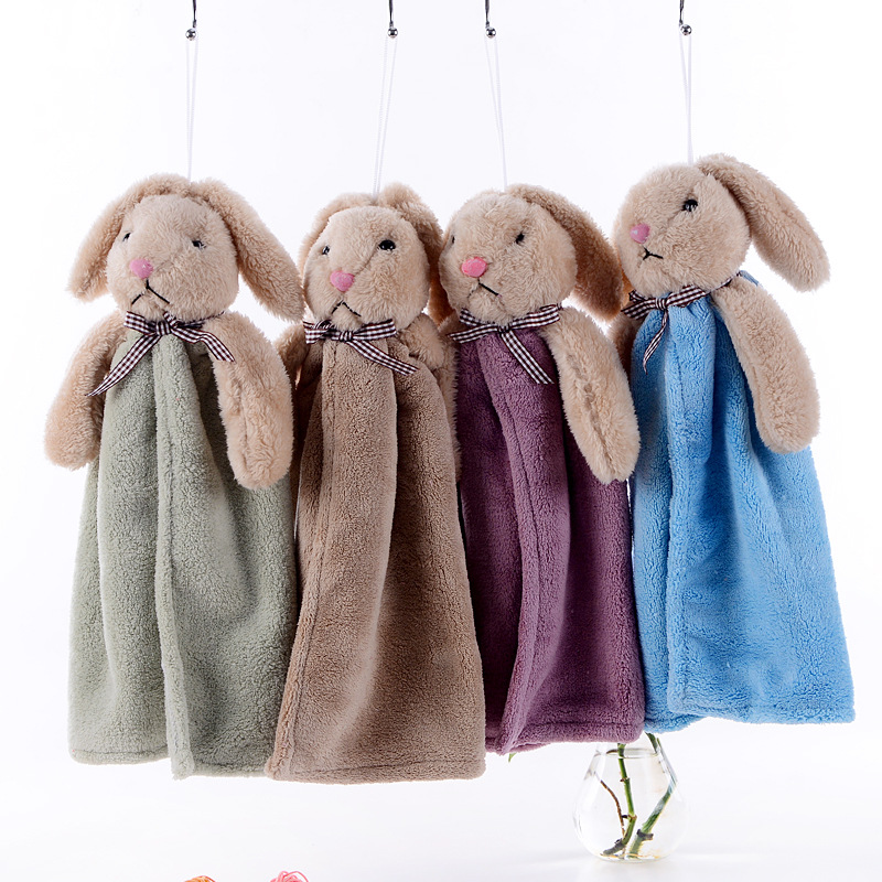 Hand Towel Kitchen Towel Cartoon Water-Absorbing Quick-Drying Coral Fleece Hand Towel Hanging Soft Cartoon