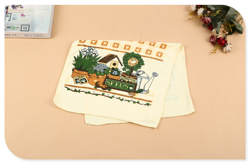 Factory direct sale ultra fine print tea towel flower fruit teapot tea towel kitchen towel.