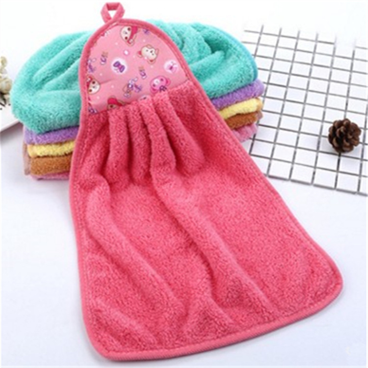 Hand Towel Wholesale Coral Fleece Thickened Cute Cartoon Towel Hanging Hanging Child Absorbent Kitchen Customization Hand Towel