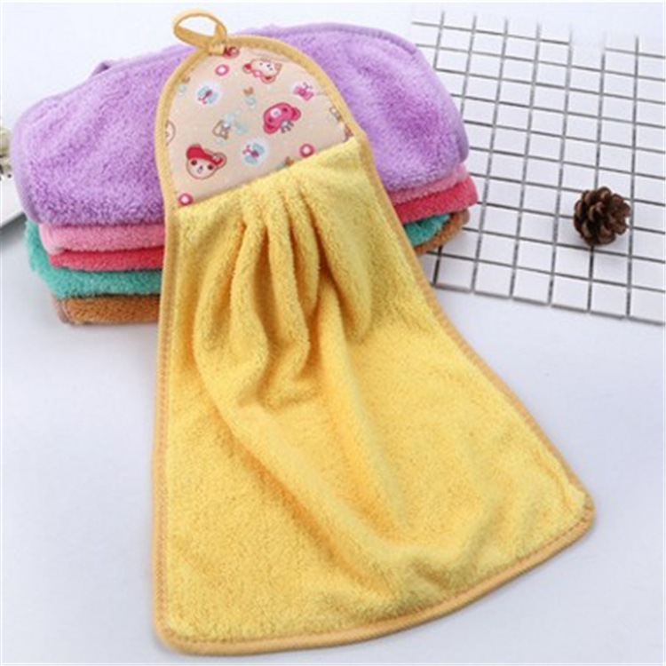 Hand Towel Wholesale Coral Fleece Thickened Cute Cartoon Towel Hanging Hanging Child Absorbent Kitchen Customization Hand Towel