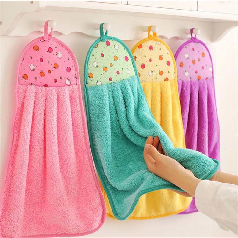 Hand Towel Wholesale Coral Fleece Thickened Cute Cartoon Towel Hanging Hanging Child Absorbent Kitchen Customization Hand Towel