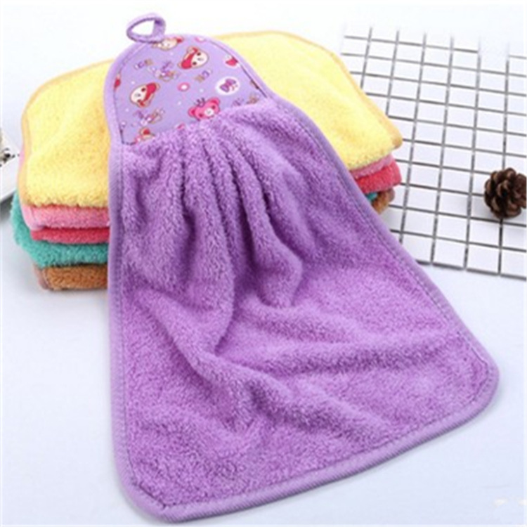 Hand Towel Wholesale Coral Fleece Thickened Cute Cartoon Towel Hanging Hanging Child Absorbent Kitchen Customization Hand Towel